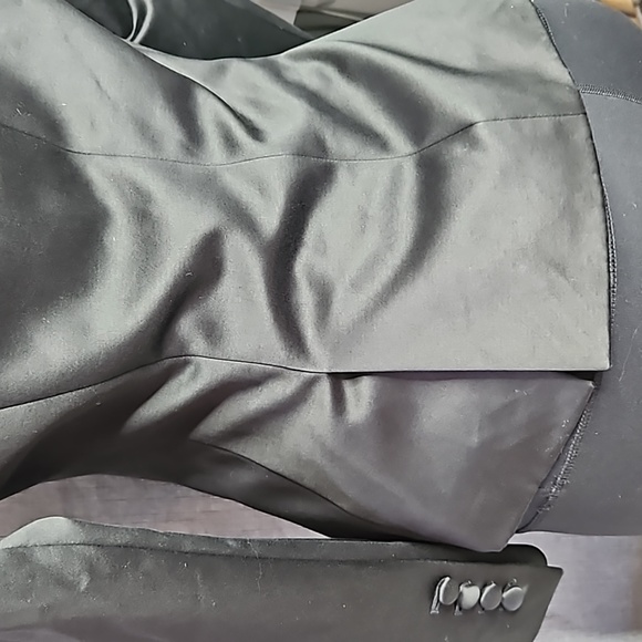 PINK TARTAN DBLE BREASTED CROPPED SATIN LOOK JACKET SIZE 2 - Picture 5 of 9